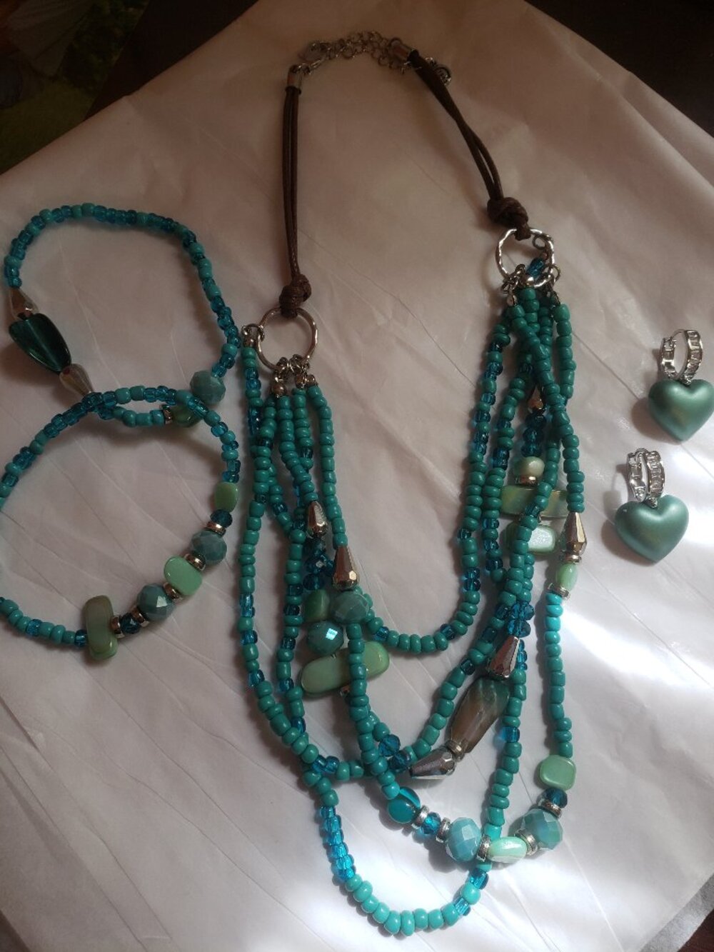 Bundle of faux turquoise jewelry.